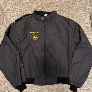 Vintage 80’s Pontiac Fiero Men's Black Logo Bomber Jacket